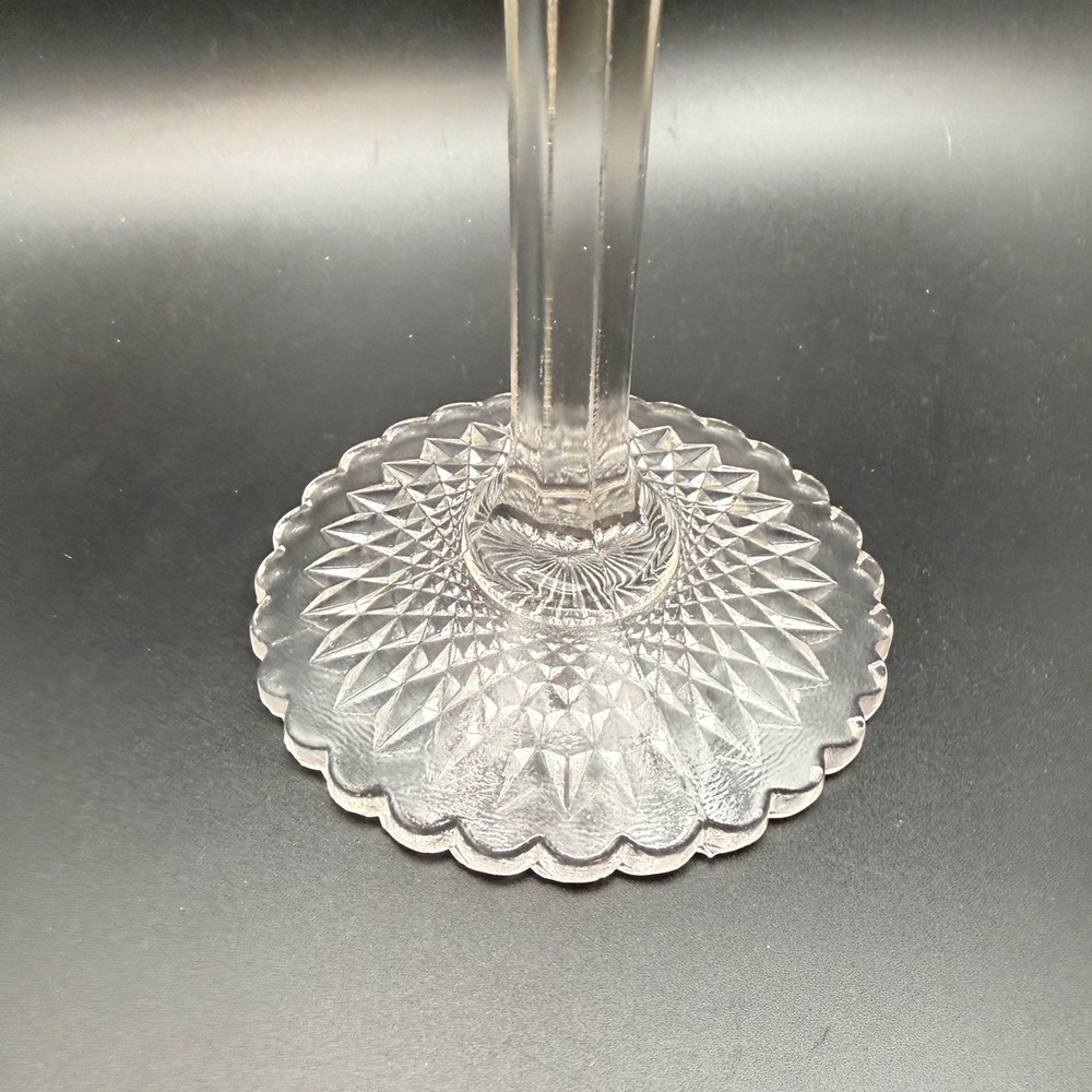 Vintage Clear Pressed Glass Compote Pinwheel Star Scalloped Pedestal Candy Dish - Picture 6 of 11